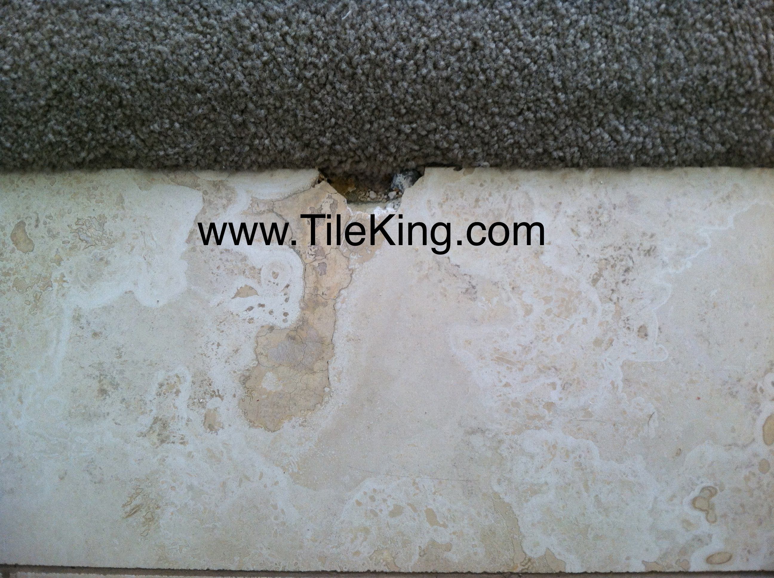 travertine cracked and broken before repairs